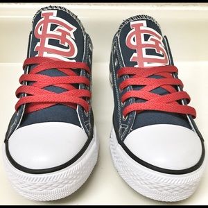 Navy , white and red canvas shoes
